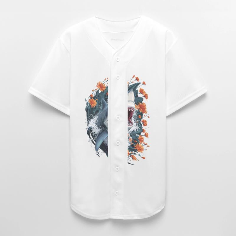 Fierce Shark Surrounded By Vibrant Flowers