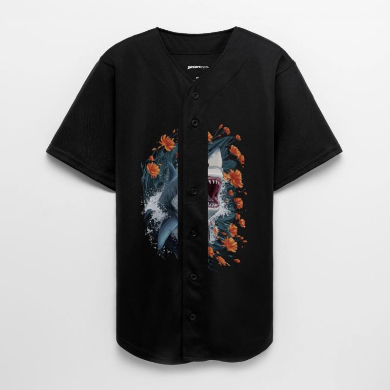 Fierce Shark Surrounded By Vibrant Flowers