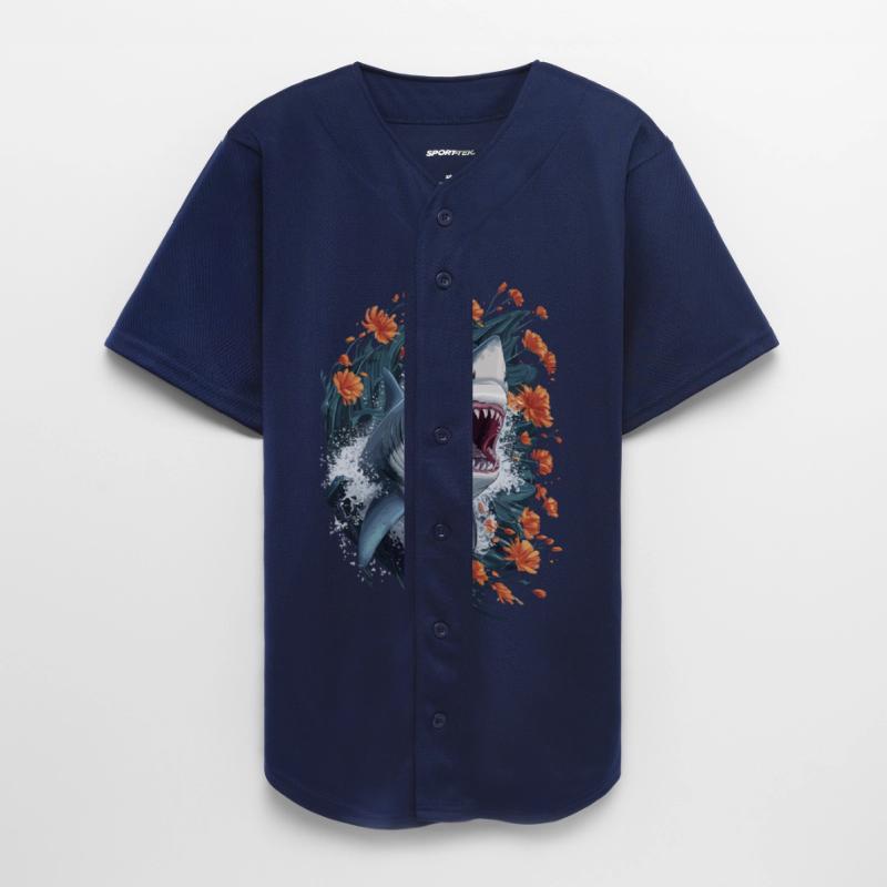 Fierce Shark Surrounded By Vibrant Flowers