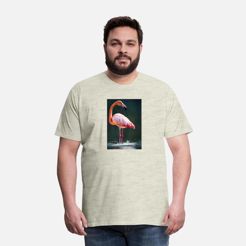 Flamingo in a lake with water splashes