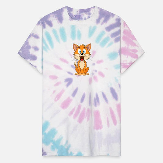 Frightened Cat with Raised Fur Cartoon Artwork