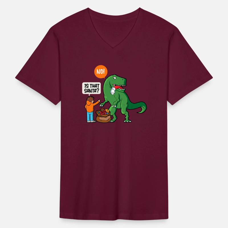 Funny Christmas Trex dinosaur eating Santa