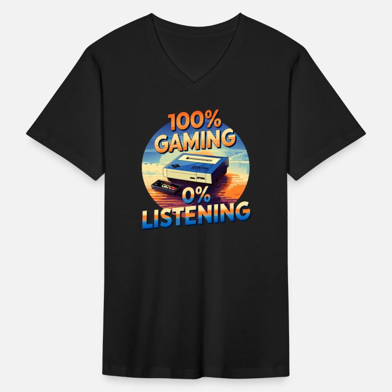 Gaming 0% Listening Funny Gamer Retro Style Gaming