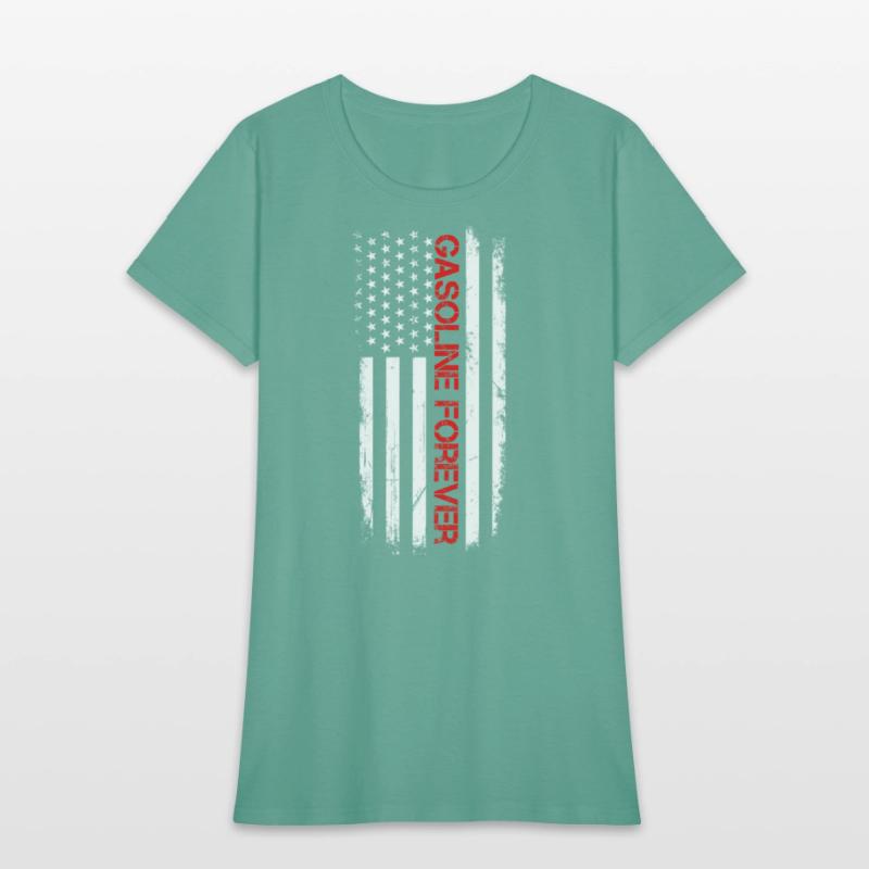 Gasoline Forever Us Flag Funny Fuel Gas Cars Mech