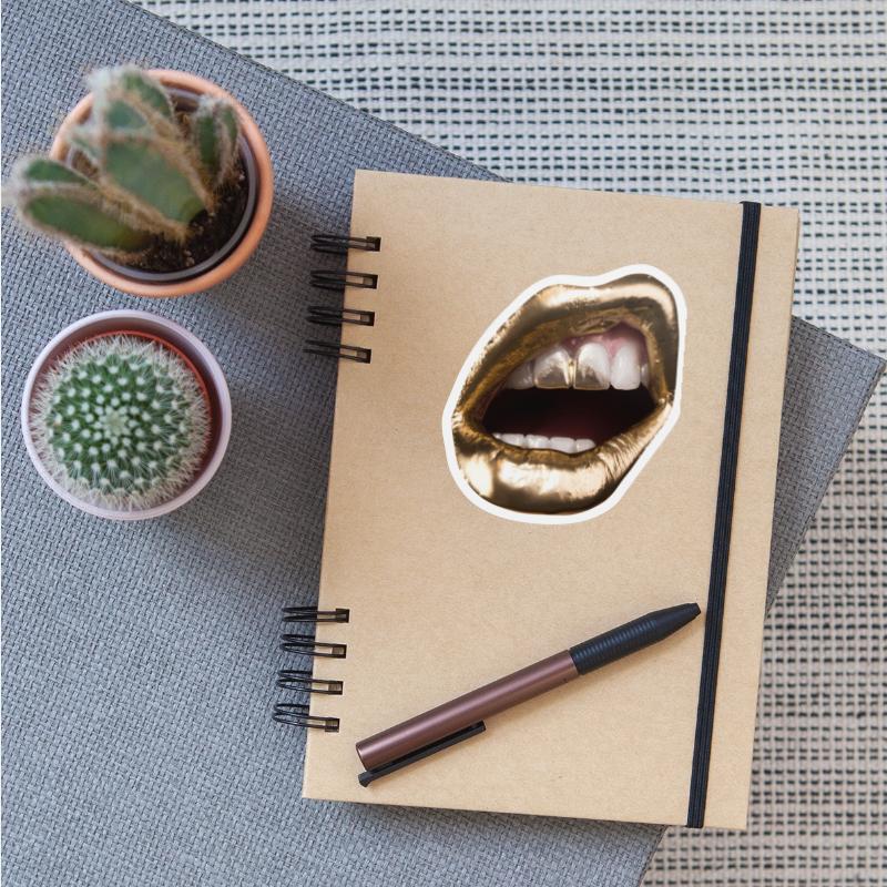 Gold Lips Mouth Lady Kiss Me Lipstick