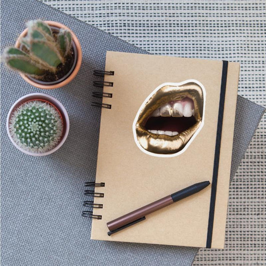 Gold Lips Mouth Lady Kiss Me Lipstick