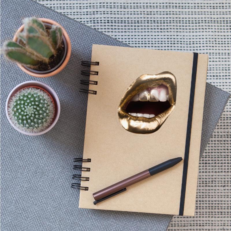 Gold Lips Mouth Lady Kiss Me Lipstick