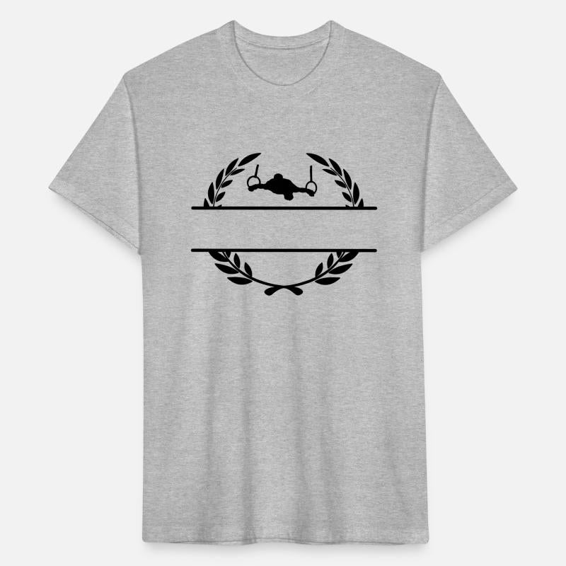 Gymnast in the rings in laurel wreath