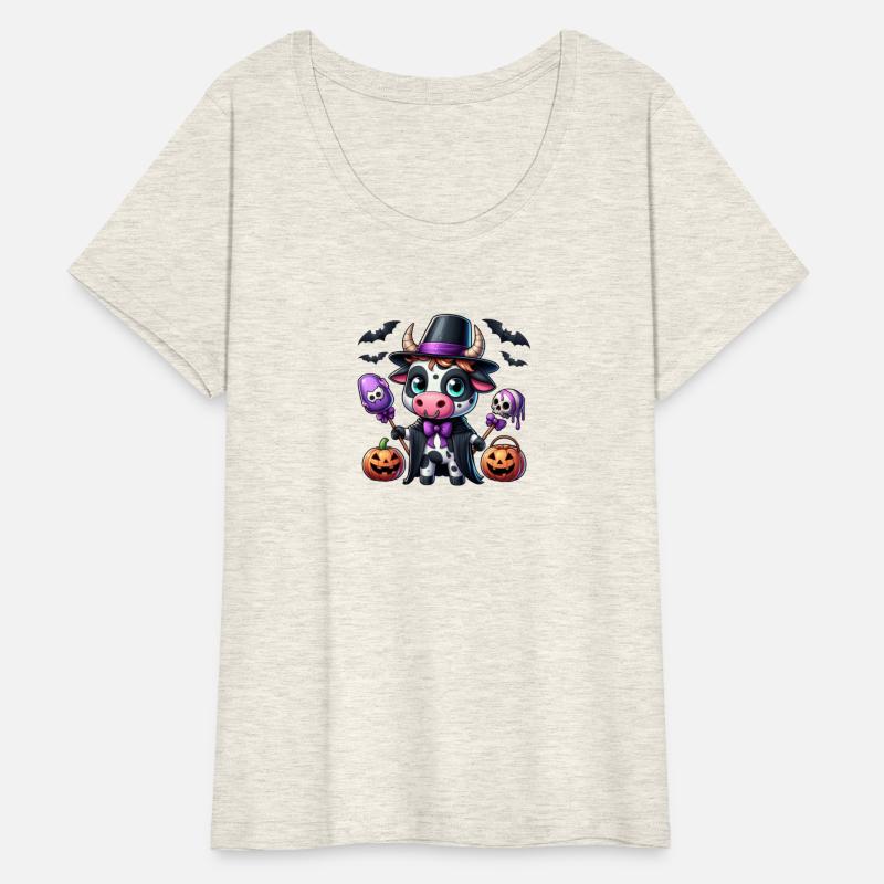 Halloween cute Cow and pumpkin