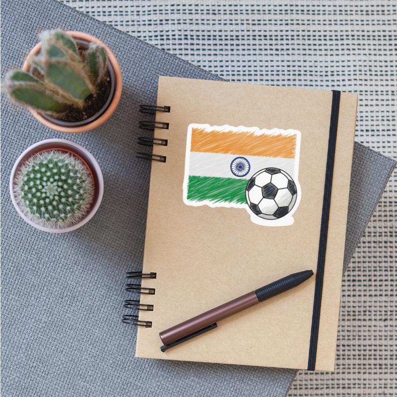 India flag and crayon-style soccer ball