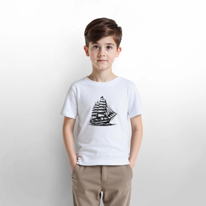 Large Old Sailing Ship With Set Sails