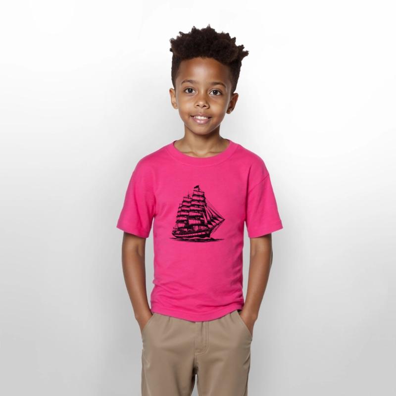 Large Old Sailing Ship With Set Sails