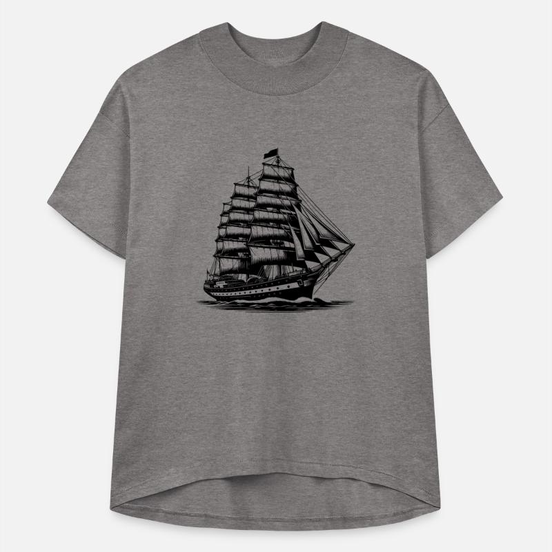 Large Old Sailing Ship With Set Sails