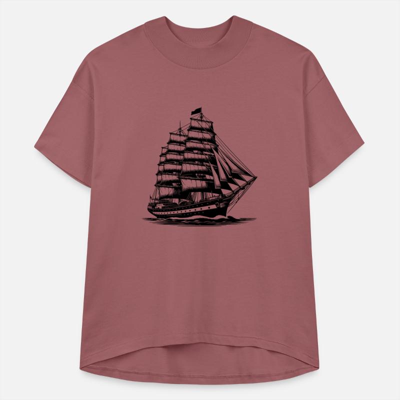 Large Old Sailing Ship With Set Sails