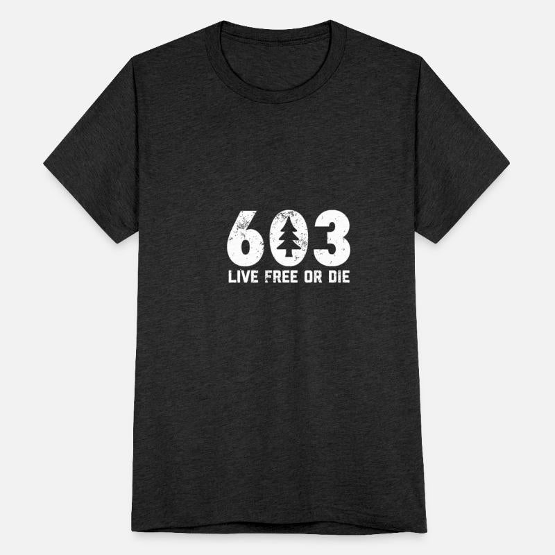 Live Free or Die 603 tree New Hampshire T shirt