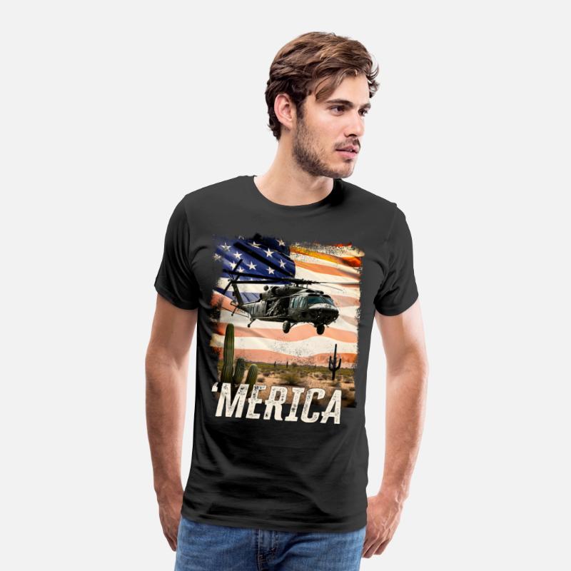 Merica Black Hawk Proud Army Navy Soldier Veteran