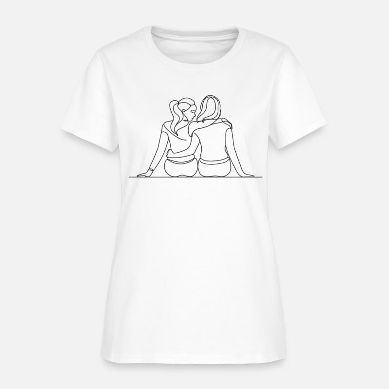 Minimalist Illustration of Lesbian Couple in Love