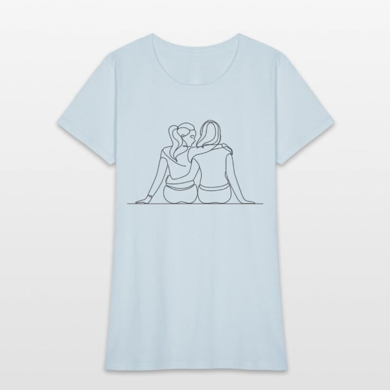 Minimalist Illustration of Lesbian Couple in Love