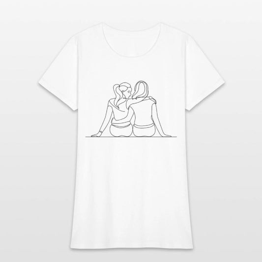Minimalist Illustration of Lesbian Couple in Love