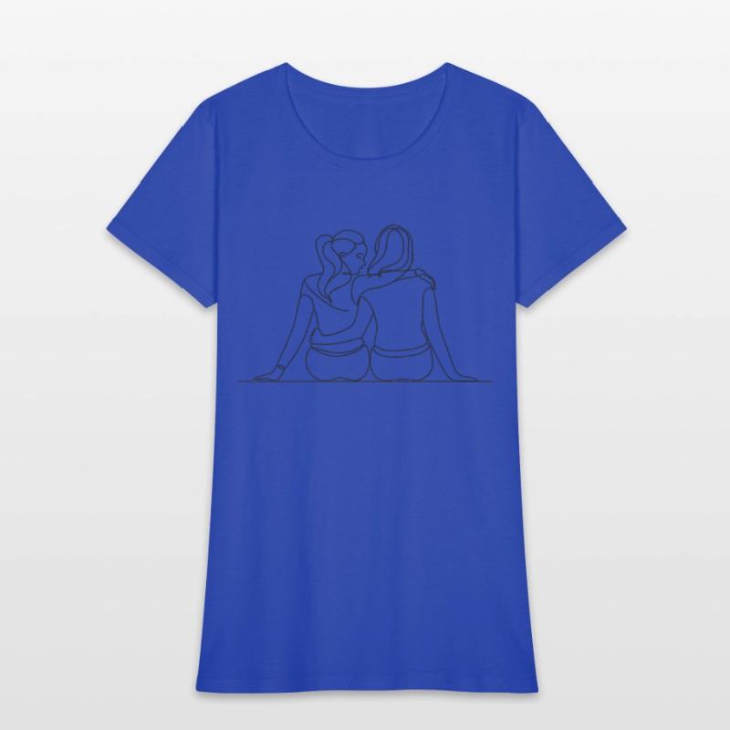 Minimalist Illustration of Lesbian Couple in Love