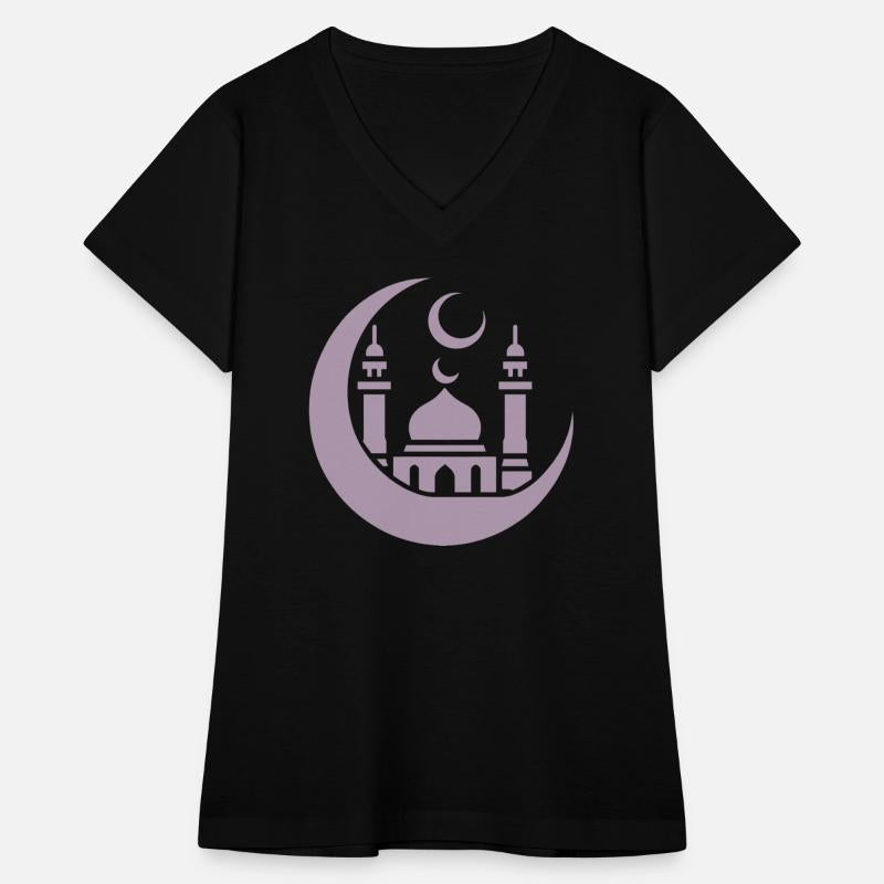 Mosque Silhouette with Crescent Moon: Islamic Art