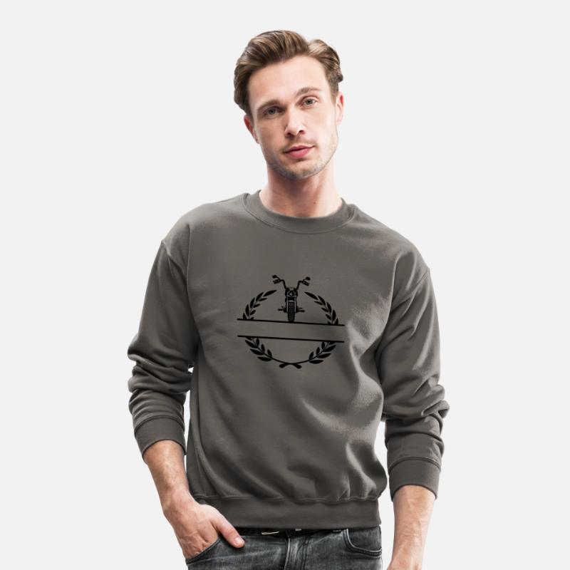 Motorsport chopper motorcycle in laurel wreath