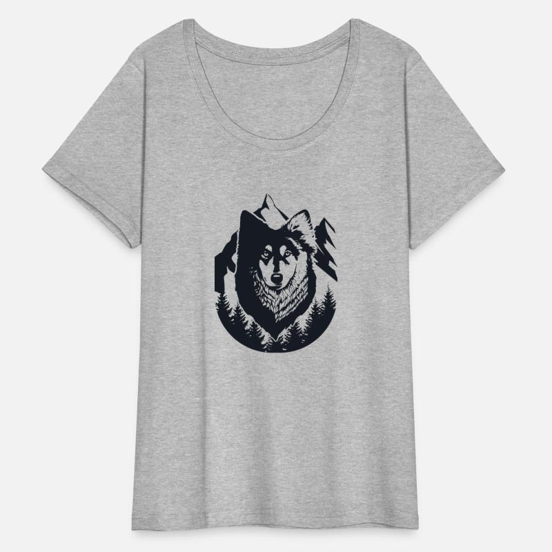 Mountain forest and wolf