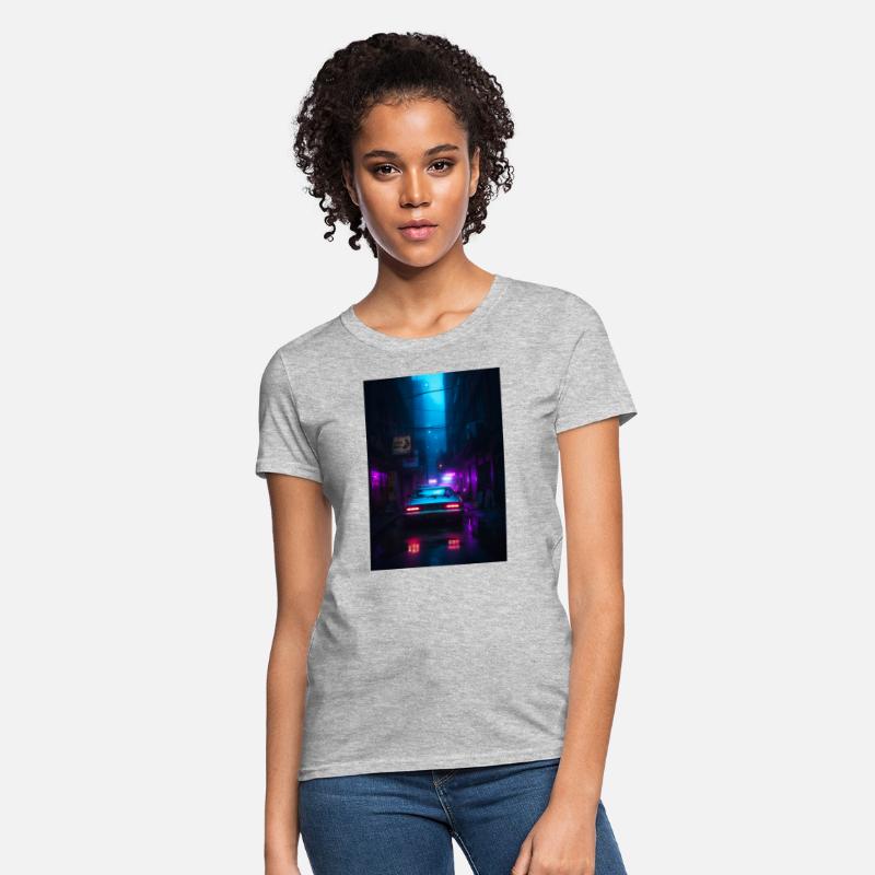 Neon Lit Alley with Futuristic Car