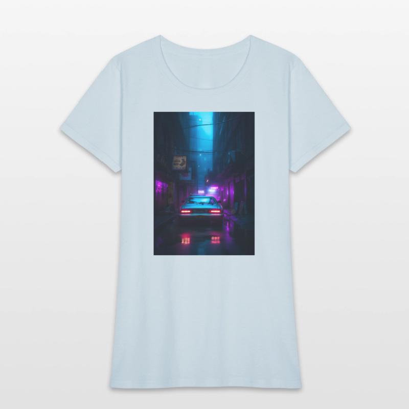 Neon Lit Alley with Futuristic Car