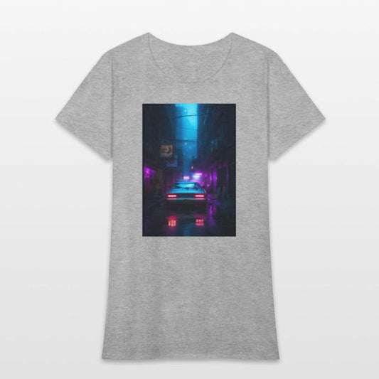 Neon Lit Alley with Futuristic Car