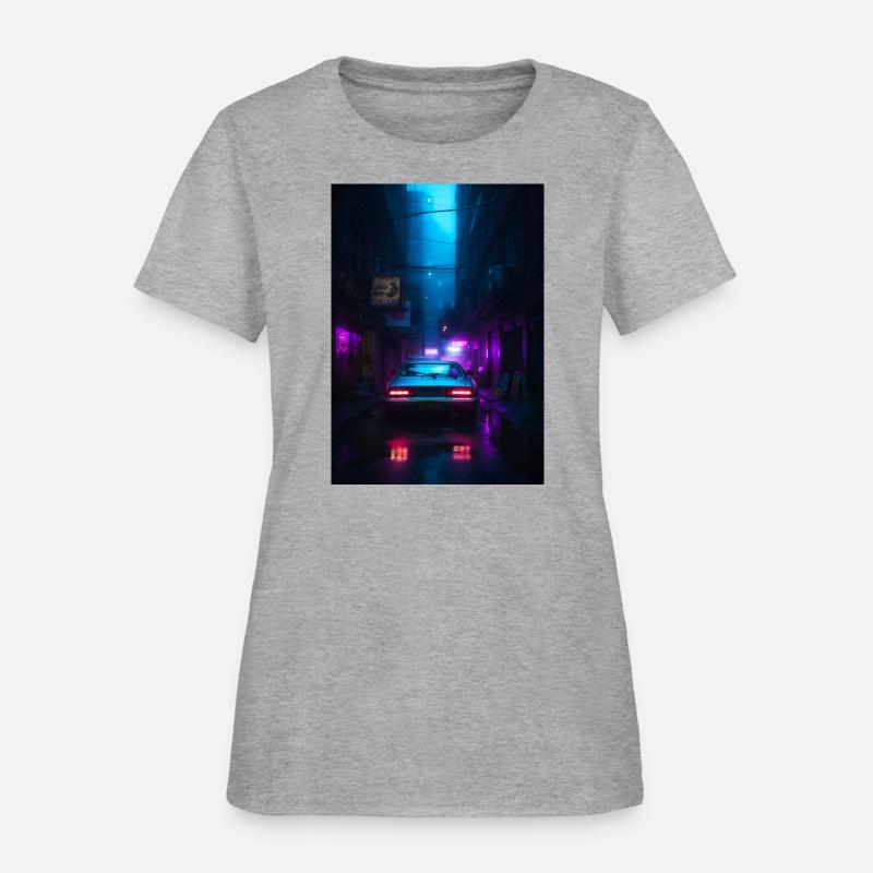 Neon Lit Alley with Futuristic Car