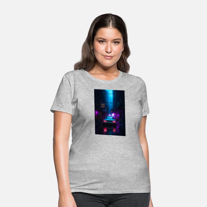 Neon Lit Alley with Futuristic Car