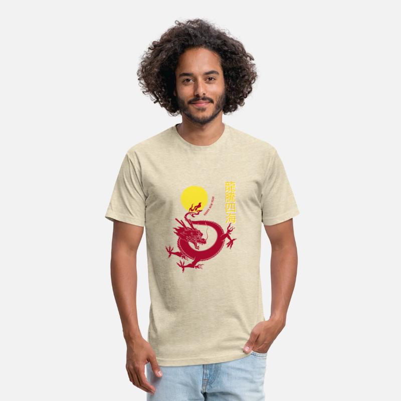 New Year Red Dragon with sun