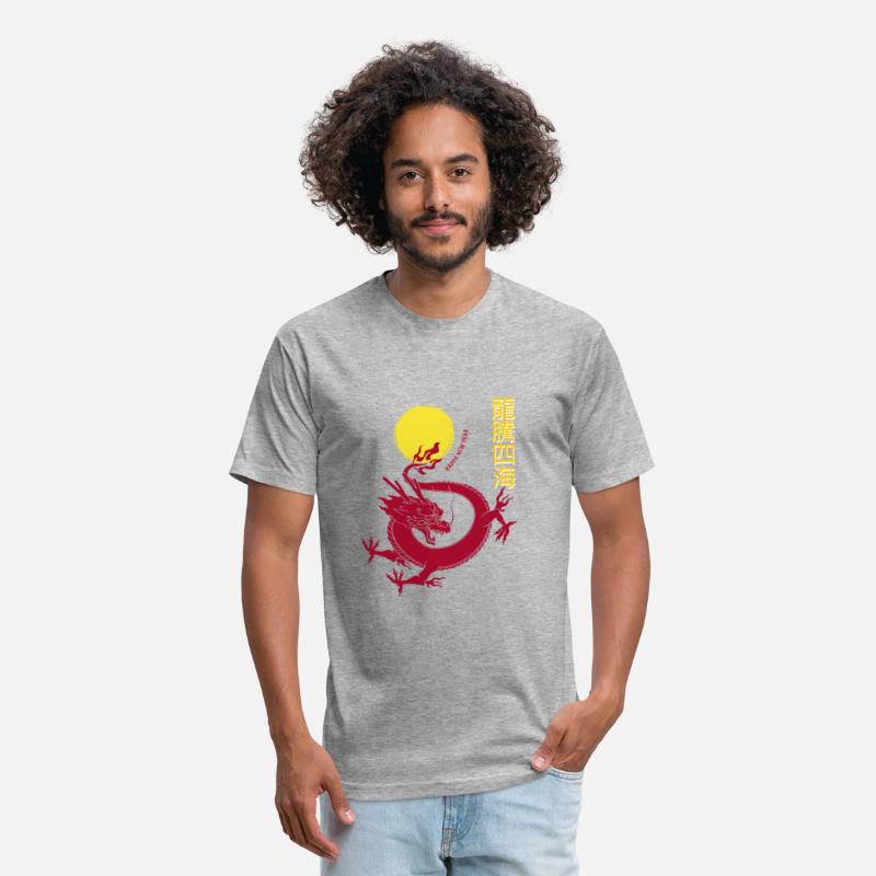 New Year Red Dragon with sun