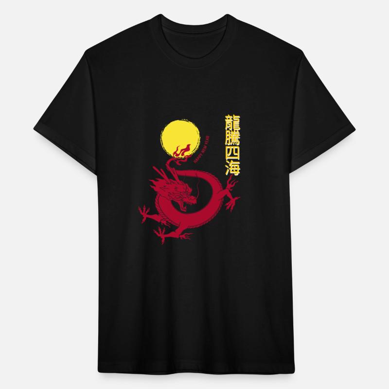 New Year Red Dragon with sun