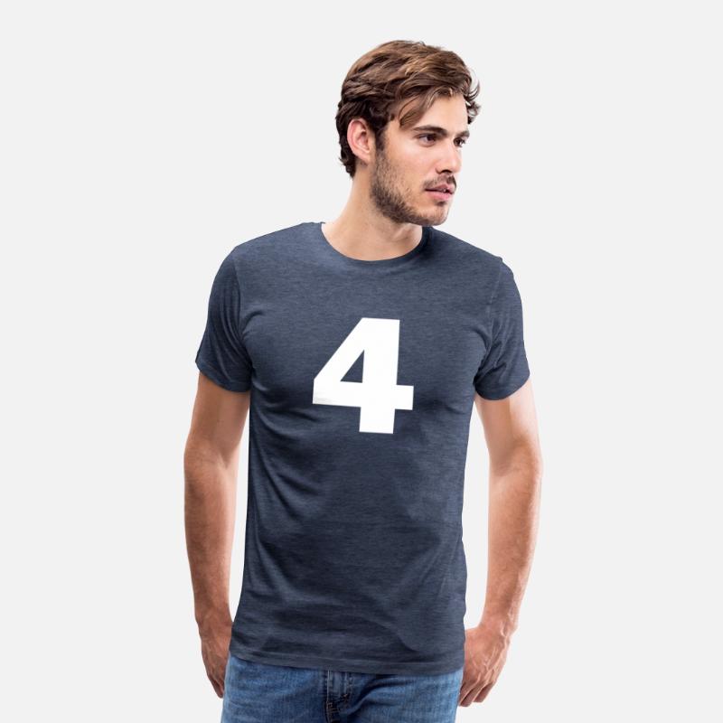 Number 4 Big Bold White Four Numeral Group Tee T s