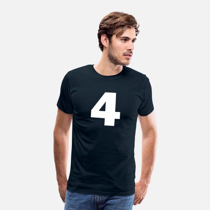 Number 4 Big Bold White Four Numeral Group Tee T s