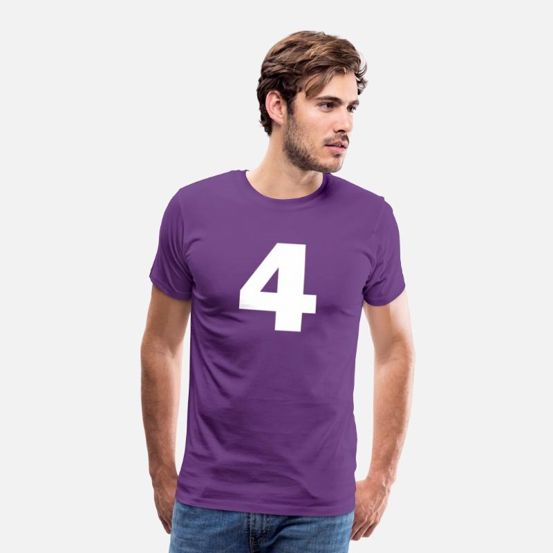 Number 4 Big Bold White Four Numeral Group Tee T s