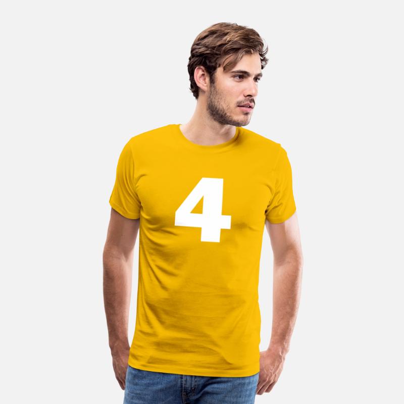 Number 4 Big Bold White Four Numeral Group Tee T s