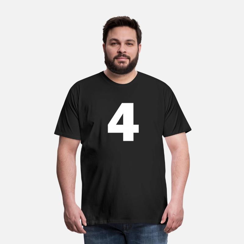 Number 4 Big Bold White Four Numeral Group Tee T s