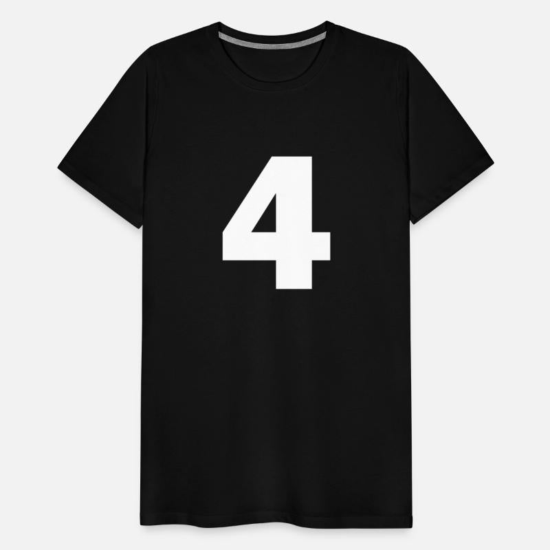 Number 4 Big Bold White Four Numeral Group Tee T s