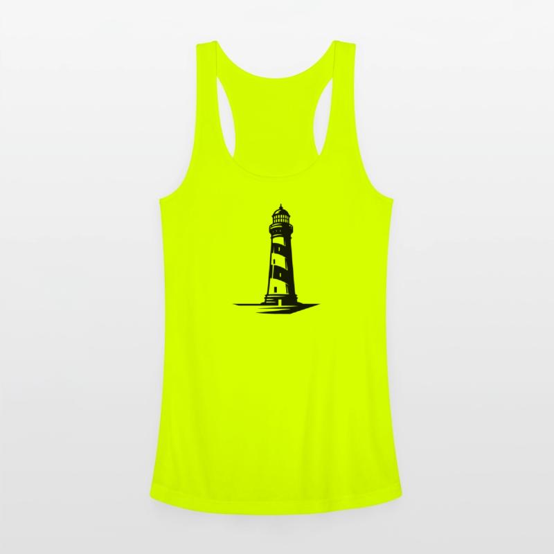 Old Lonely Striped Coastal Lighthouse