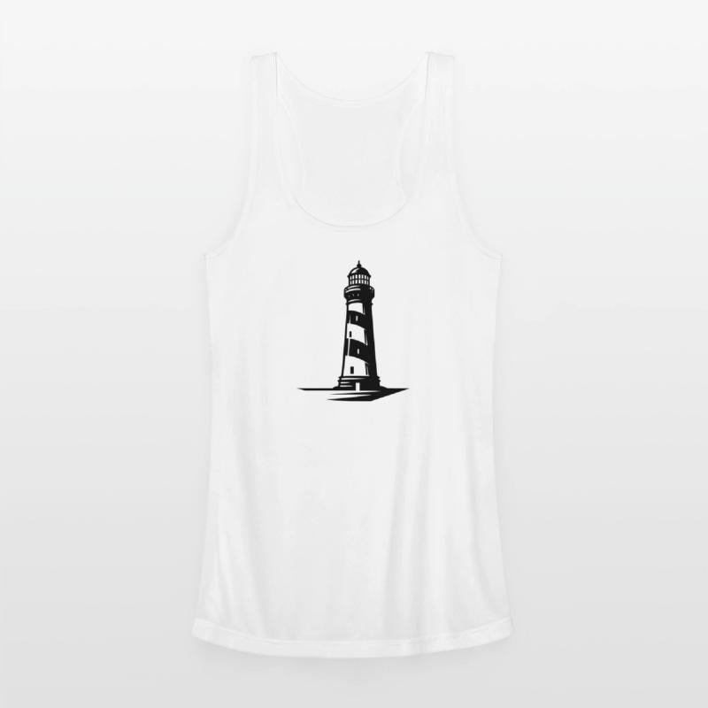 Old Lonely Striped Coastal Lighthouse