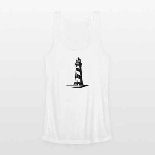 Old Lonely Striped Coastal Lighthouse