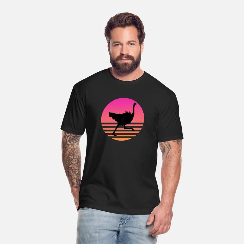 Ostrich Running Retro Sunset