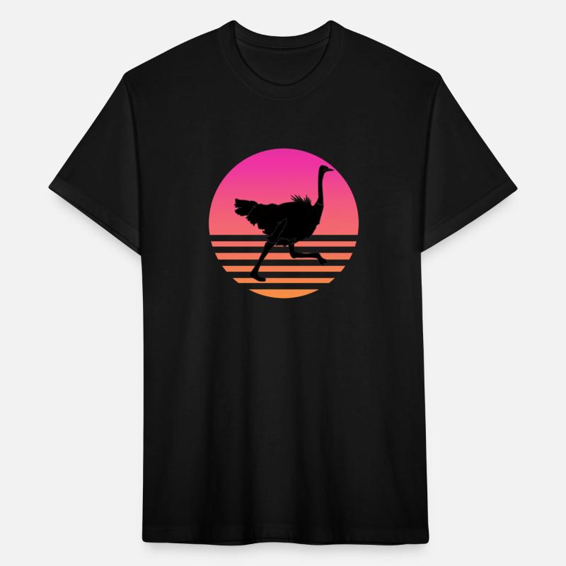 Ostrich Running Retro Sunset
