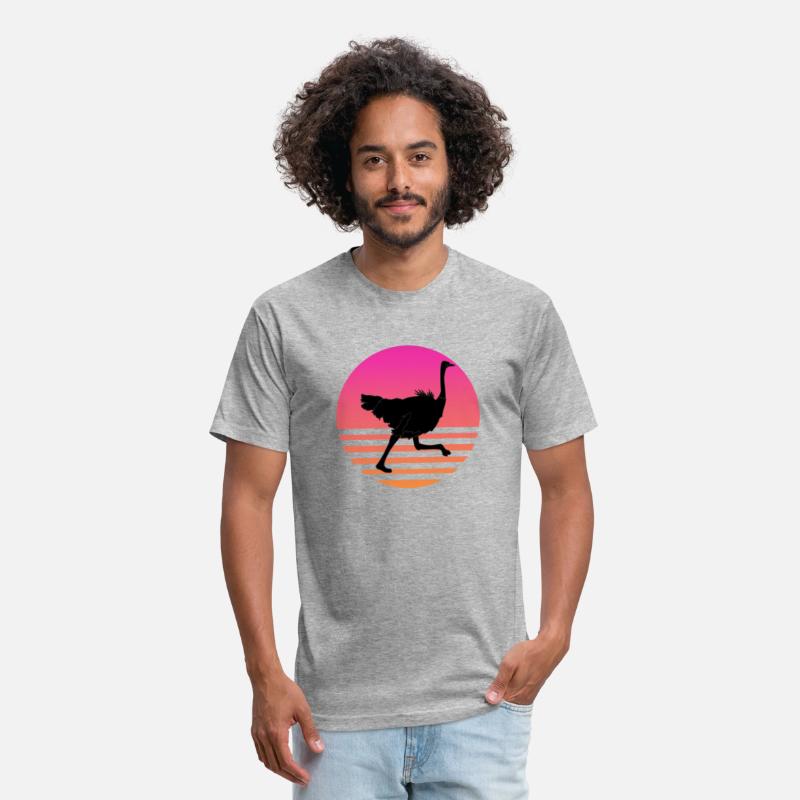 Ostrich Running Retro Sunset