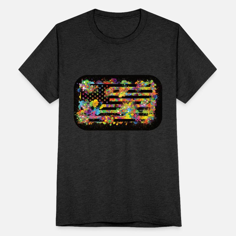 Paint Splatter American Splash Colorful Flag Tee