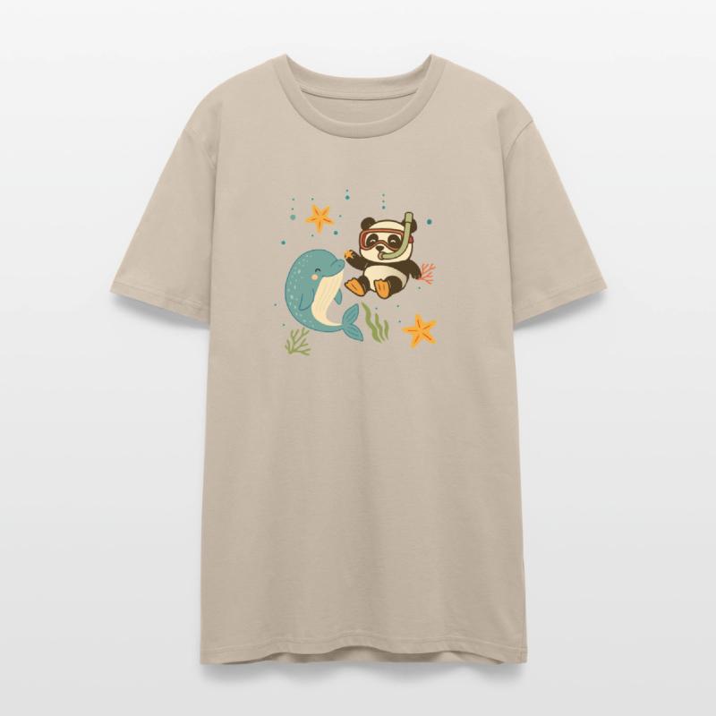 Panda Diving with Dolphin in the Sea