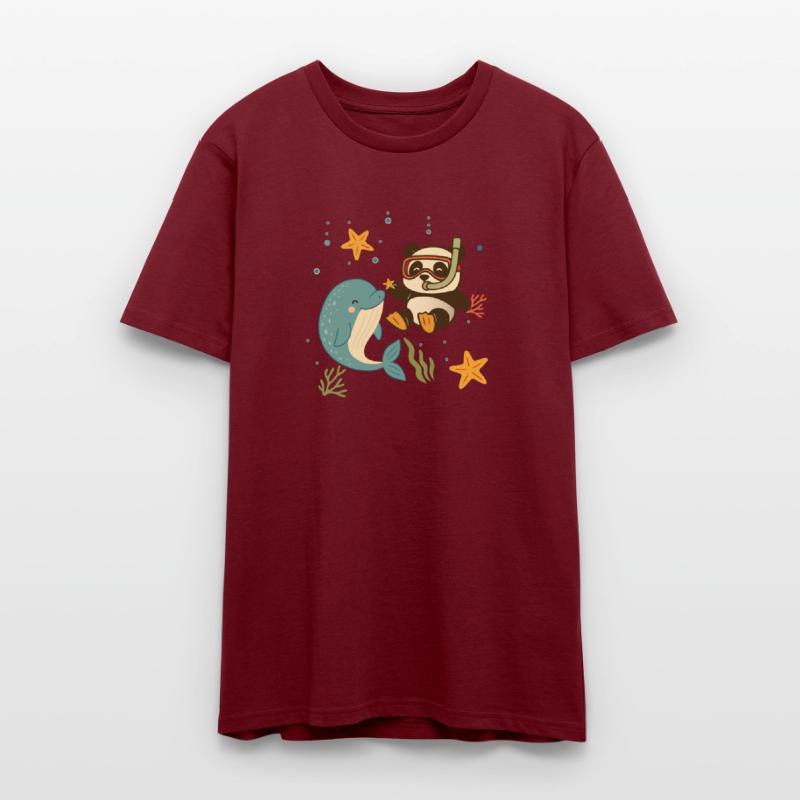 Panda Diving with Dolphin in the Sea